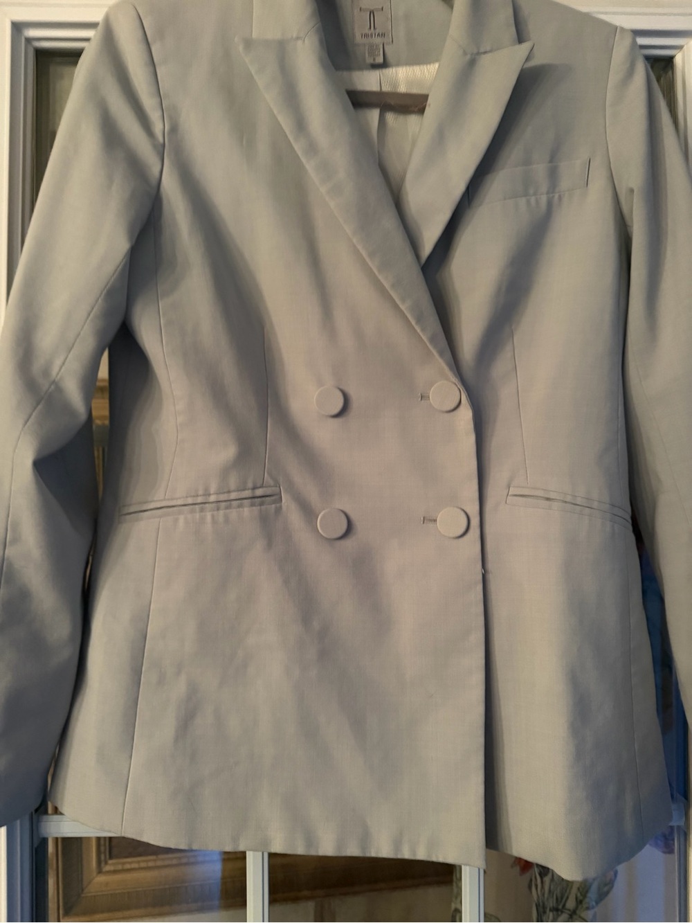 Tristan 3 pièces  Double-Breasted Tailored Blazer - Light Gray